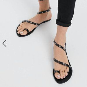 Womens ASOS Black Studded Jelly Sandals 41 10